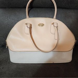 White and Pink Coach Purse With Matching Wallet